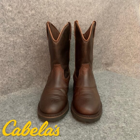 Cabela’s Men’s 11” Pinedale Brown Leather Pull Up Western Work Boots - Picture 1 of 9
